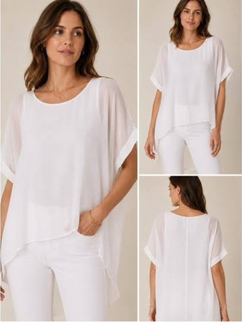 We The Free White Layered Chiffon Tunic Top